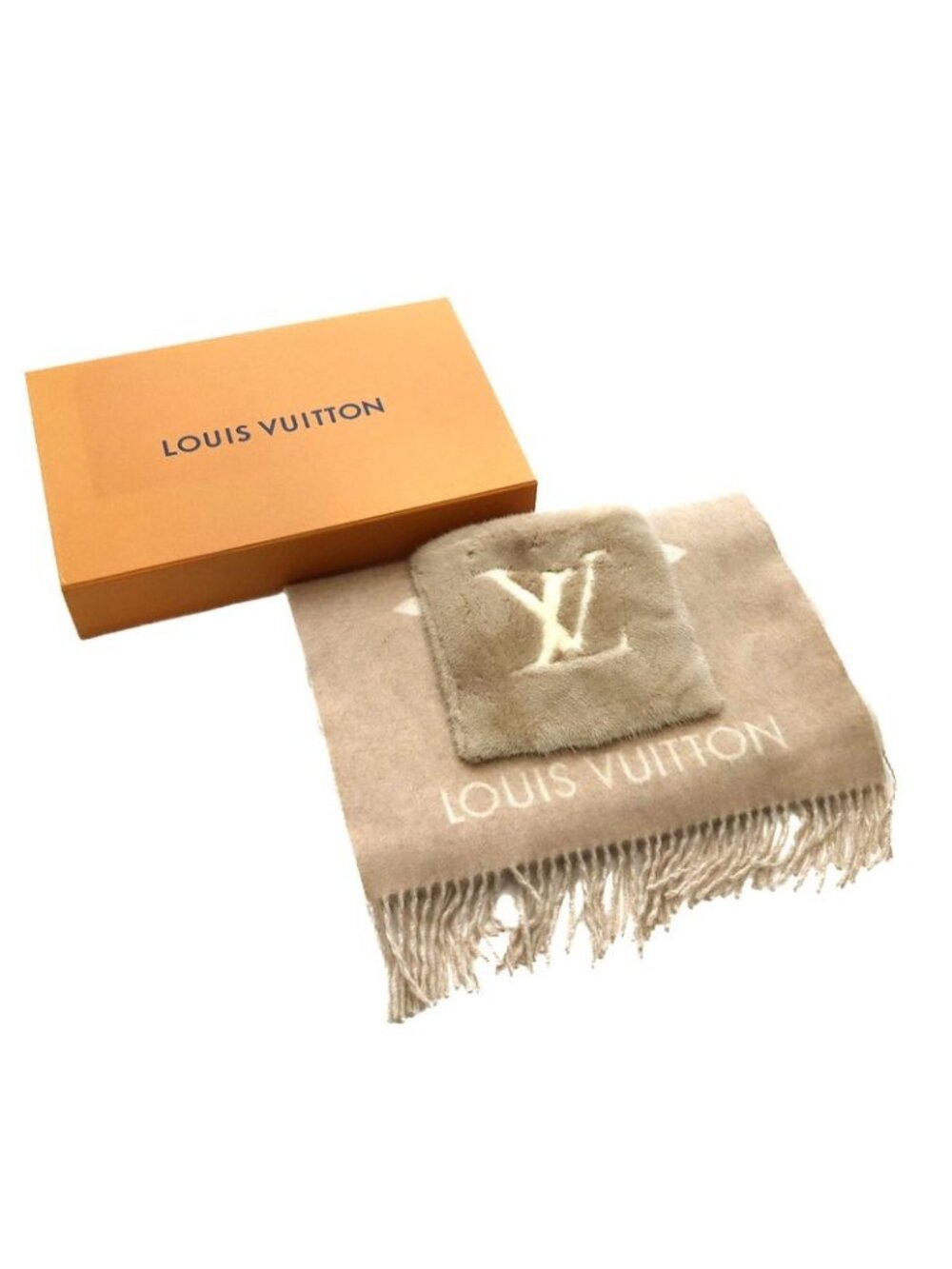 Louis Vuitton Muffler Cold Reykjavik Cashmere 100% Beige Scarf - Picture 2 of 8